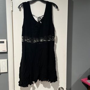 Free People black linen dress size L brand new